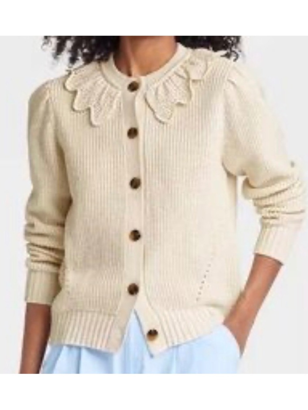 Who What Wear Womens Scalloped Crochet Cardigan